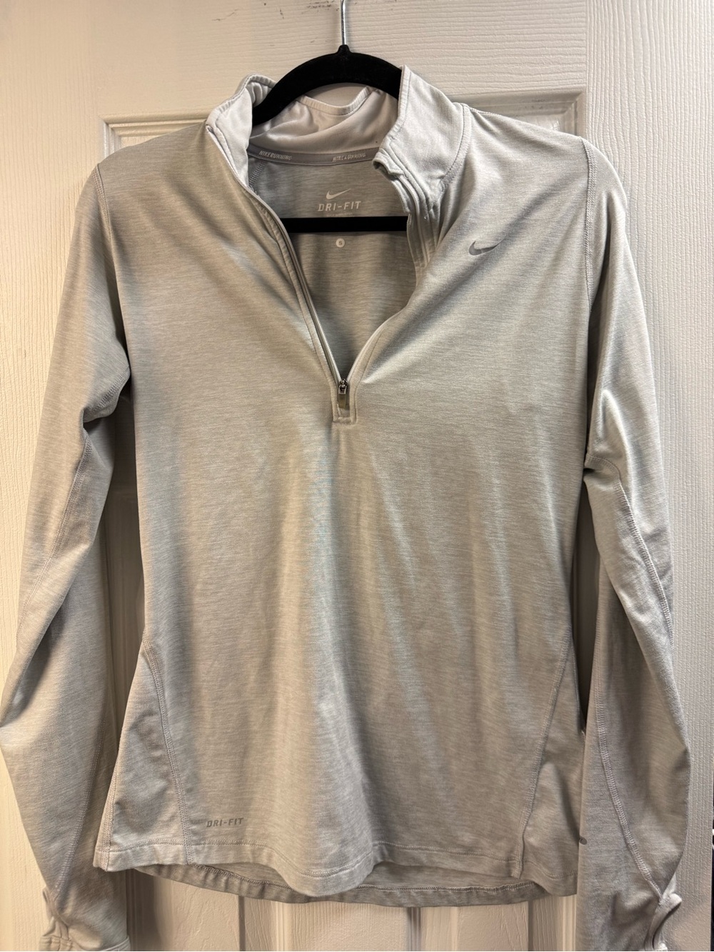 Nike Dri-FIT Light Gray Quarter-Zip Long Sleeve Top